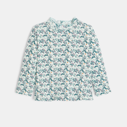 تيشيرت كوت مسطح وياقة متموّجة باللون الأخضر للفتيات الرضع.